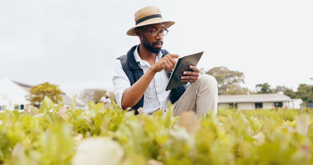 Modern agriculture technology with farmer using tablet