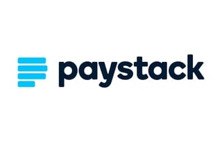 Paystack logo with cyan stacked lines and dark navy text